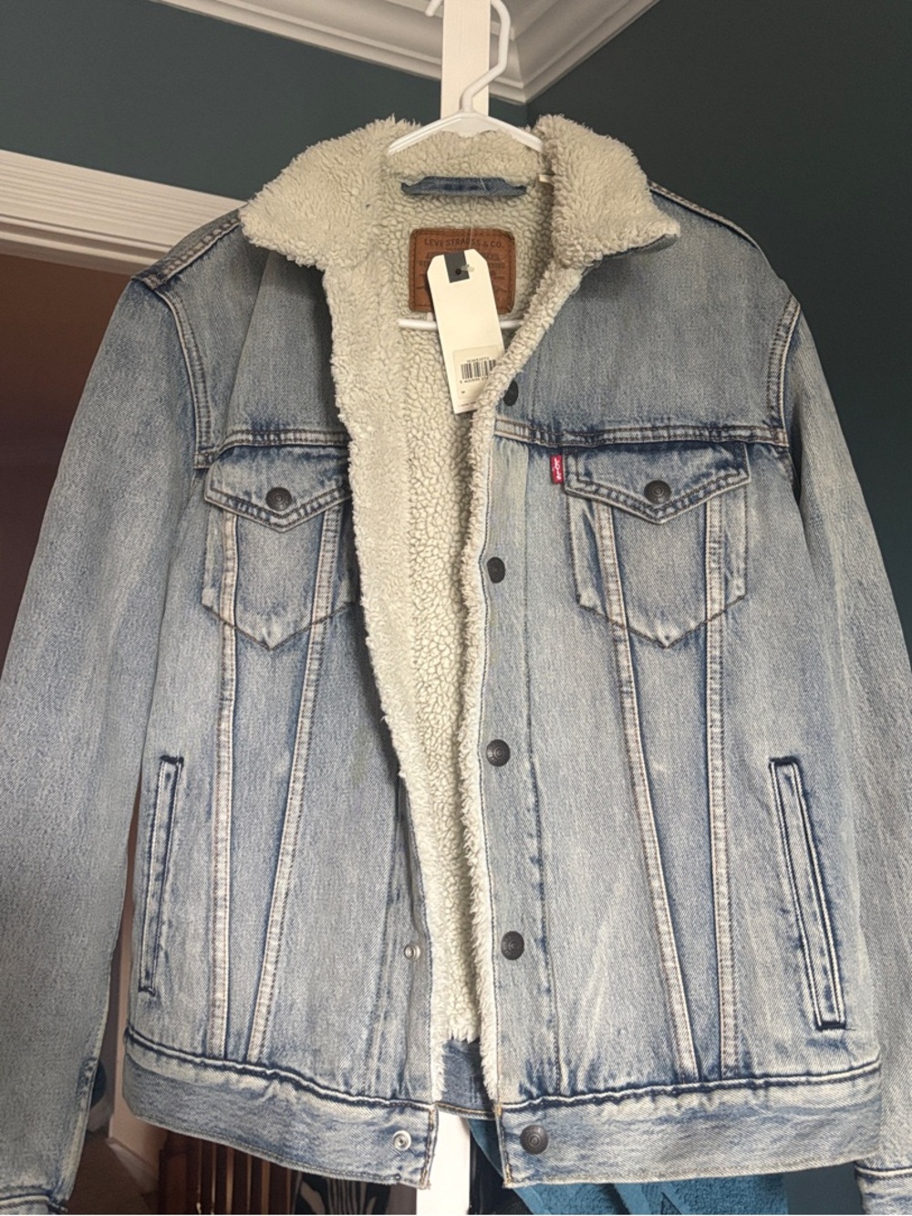 Levi's Light Blue Denim Sherpa-Lined Bomber Jacket